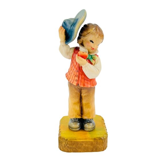 ANRI With All My Heart Carved Wood Figurine 1991 Statue NOS Ferrandiz Club Piece - Picture 1 of 12